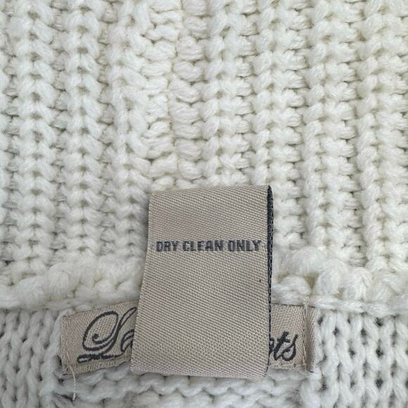 Vintage Les Tricots Faux Fur Wool Blend Cableknit Sweater Vest Sz S Tie Y2K Boho - Picture 5 of 5